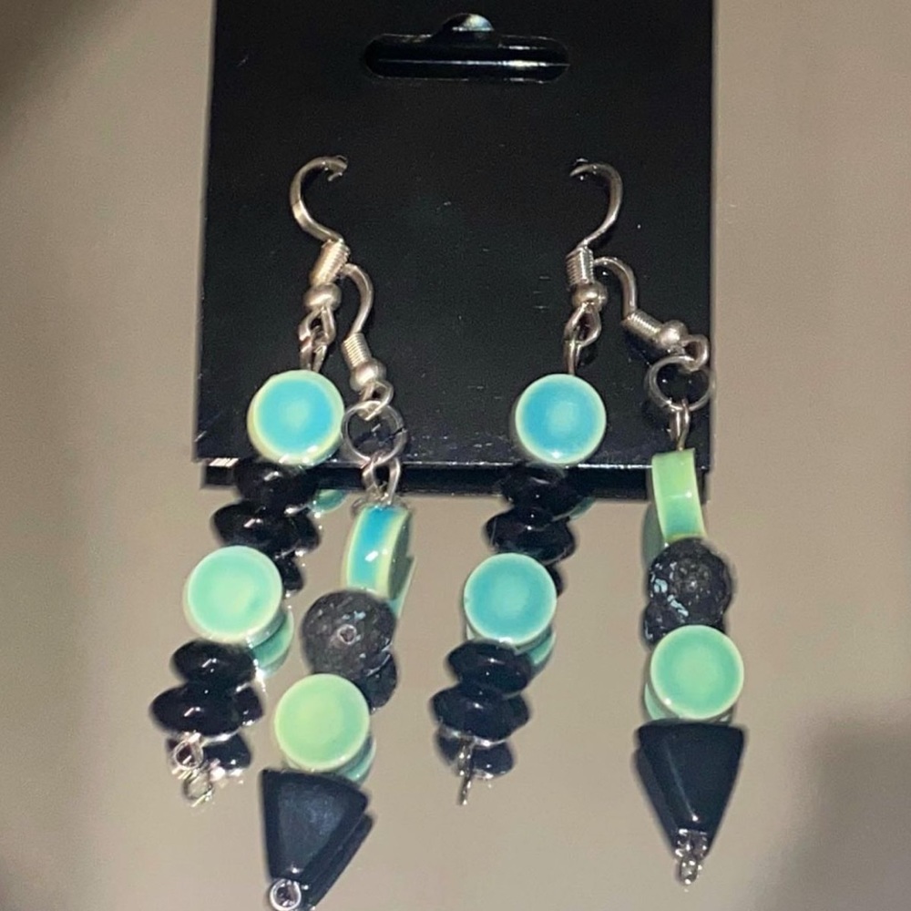 Ceramic w lava stone earrings